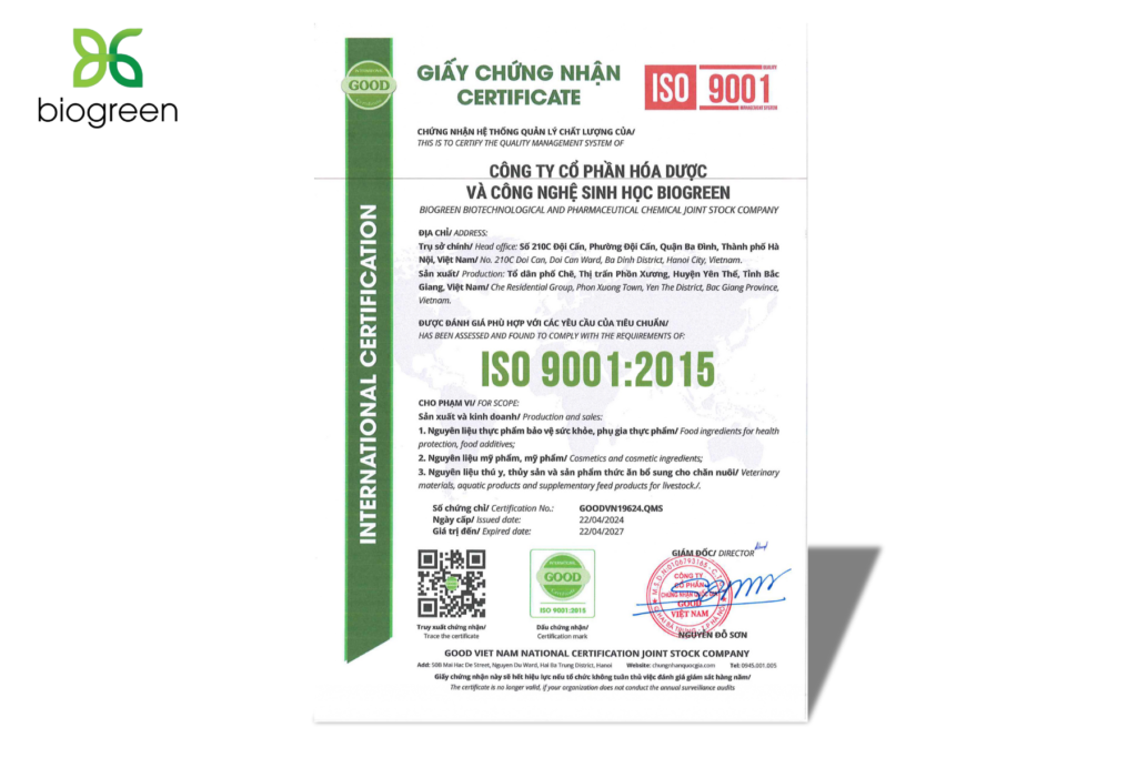 Giấy chứng nhận ISO 9001:2015